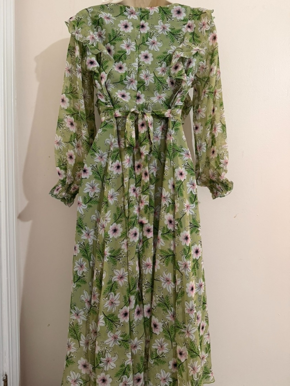 Floral Green Ruffle Midi Dress - Women's - Picture 5 of 5